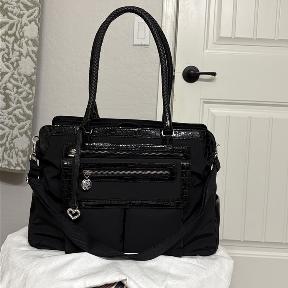 Brighton Maxwell Black smart tote nylon/ leather.